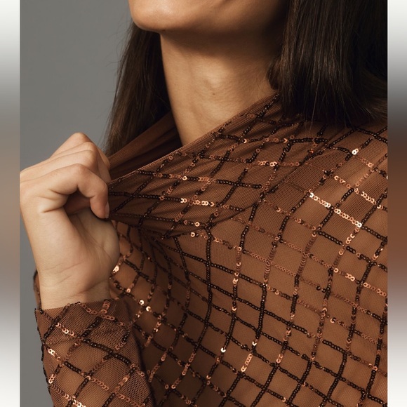 Nwt pilcro sequin mesh top - Picture 3 of 6